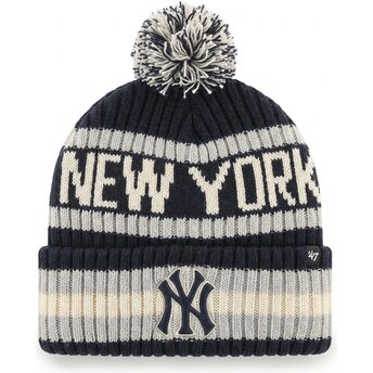 Bonnet avec pompom bleu marine Bering Cuff Knit New York Yankees MLB 47 Brand