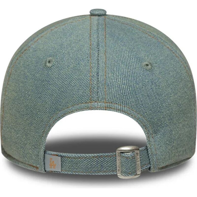 new-era-curved-brim-women-brown-logo-9twenty-denim-los-angeles-dodgers-mlb-blue-adjustable-cap