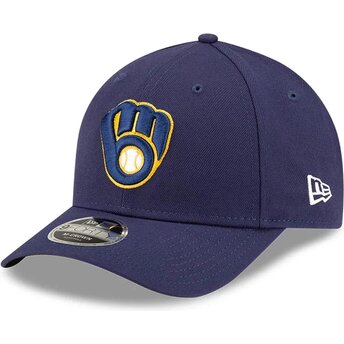 New Era Curved Brim 9FORTY M-Crown Player Replica Milwaukee Brewers MLB Navy Blue Snapback Cap