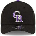 new-era-curved-brim-purple-logo-9forty-m-crown-player-replica-colorado-rockies-mlb-black-snapback-cap