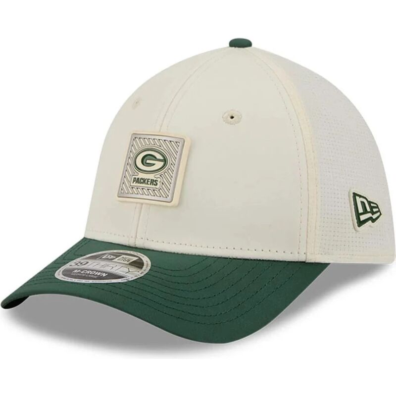new-era-curved-brim-39thirty-m-crown-training-2026-green-bay-packers-nfl-green-and-beige-fitted-cap new-era-curved-brim-39thirty-m-crown-training-2026-green-bay-packers-nfl-green-and-beige-fitted-cap