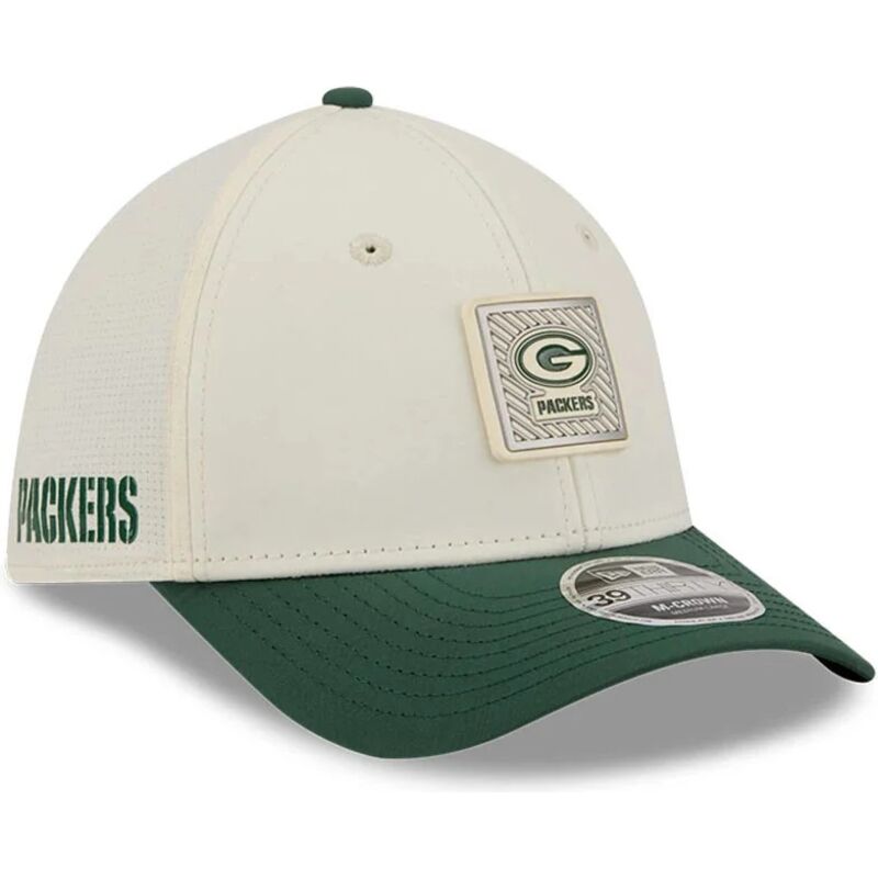 new-era-curved-brim-39thirty-m-crown-training-2026-green-bay-packers-nfl-green-and-beige-fitted-cap new-era-curved-brim-39thirty-m-crown-training-2026-green-bay-packers-nfl-green-and-beige-fitted-cap