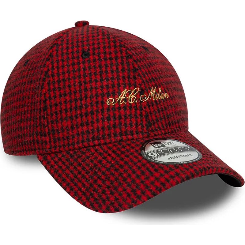 new-era-curved-brim-9forty-houndstooth-ac-milan-serie-a-red-adjustable-cap new-era-curved-brim-9forty-houndstooth-ac-milan-serie-a-red-adjustable-cap
