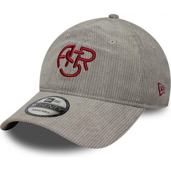 New Era Curved Brim Red Logo 9TWENTY Fleck Cord Associazione Sportiva Roma Serie A Grey Adjustable Cap