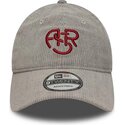 new-era-curved-brim-red-logo-9twenty-fleck-cord-associazione-sportiva-roma-serie-a-grey-adjustable-cap