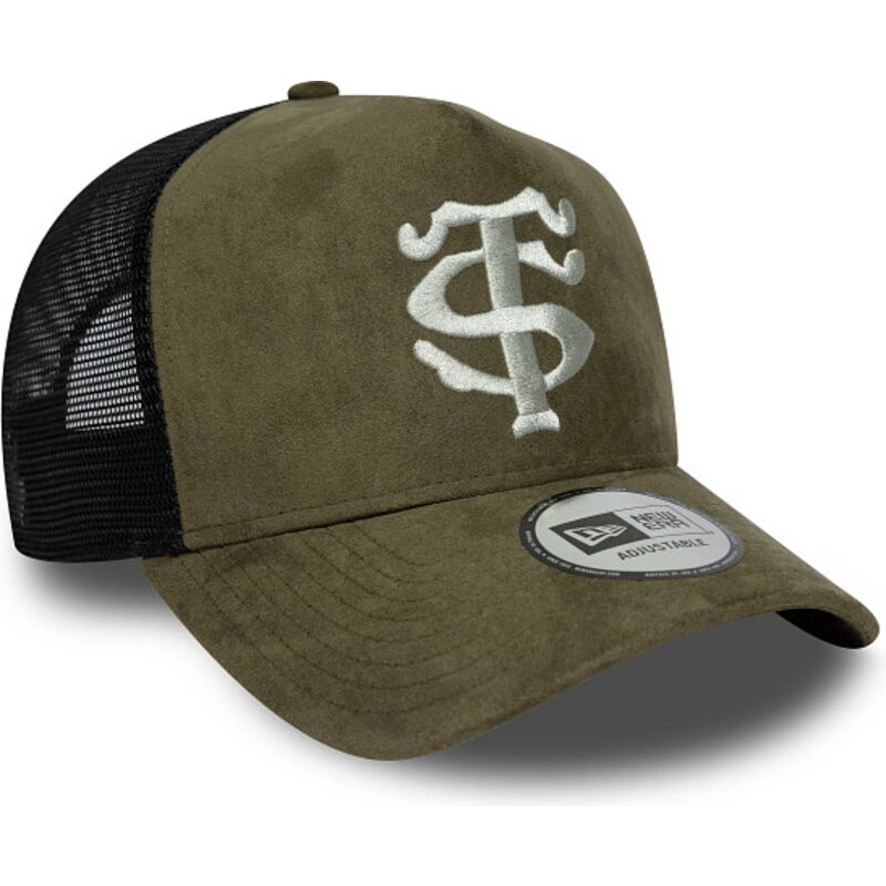new-era-e-frame-faux-suede-stade-toulousain-top-14-green-and-black-trucker-hat