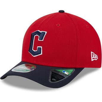 New Era Curved Brim 9FORTY M-Crown Player Replica Cleveland Guardians MLB Red and Navy Blue Snapback Cap