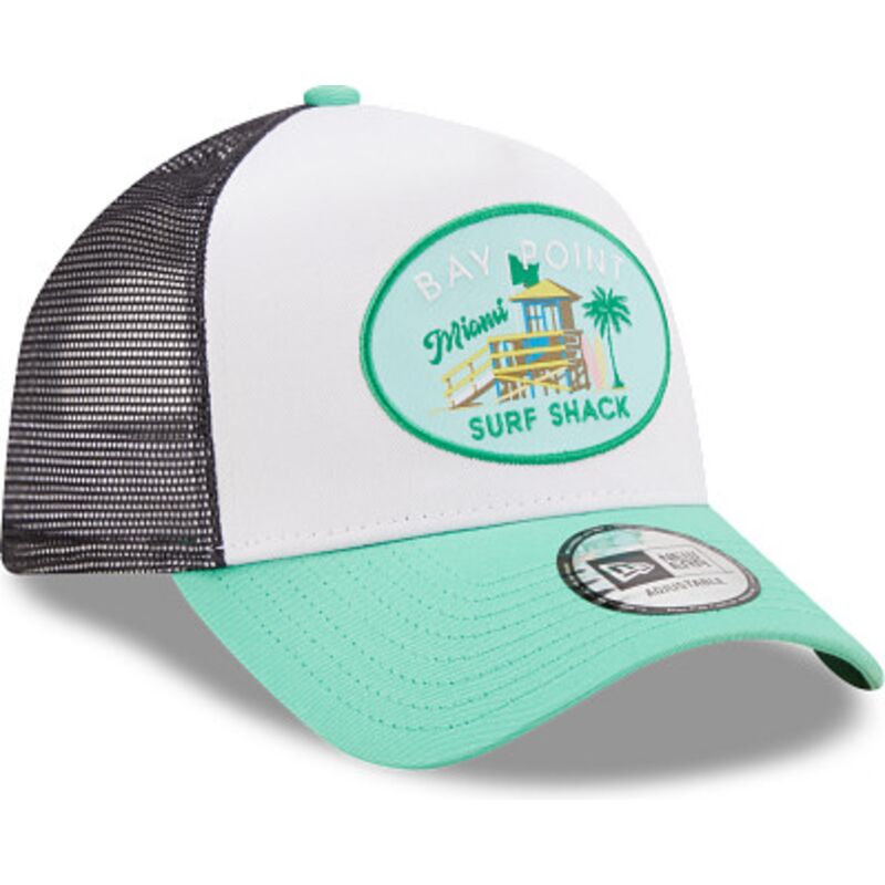 casquette-trucker-verte-et-blanche-a-frame-location-miami-new-era casquette-trucker-verte-et-blanche-a-frame-location-miami-new-era