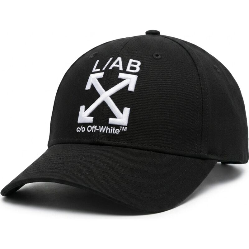 casquette-courbee-noire-ajustable-avec-logo-blanc-clamp-arrows-twill-l-ab-c-o-off-white