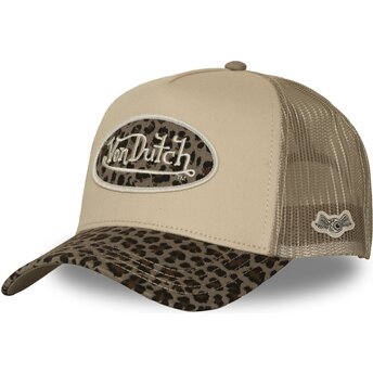 Casquette trucker beige et léopard CLA10 Von Dutch
