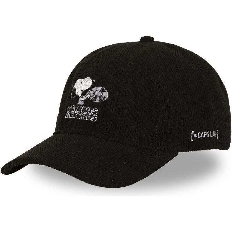 casquette-courbee-noire-ajustable-snoopy-pea8-rec-peanuts-records-capslab