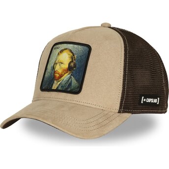 Capslab Vincent van Gogh ART1 MONO Famous Beige and Brown Trucker Hat