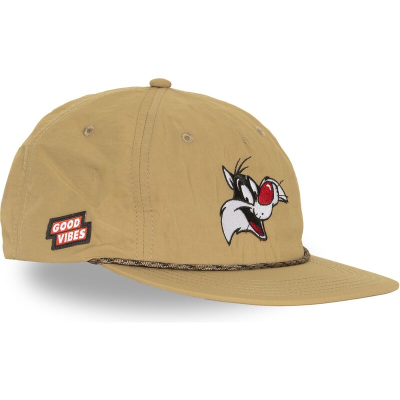 capslab-flat-brim-sylvester-loo13-goob-looney-tunes-beige-snapback-cap
