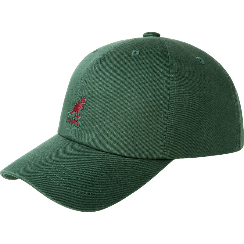 kangol-curved-brim-red-logo-washed-baseball-algae-green-adjustable-cap
