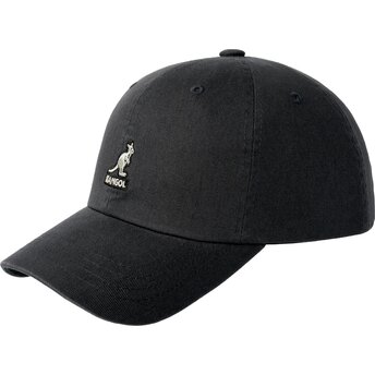 Casquett courbée noir sangle ajustable Washed Baseball Black de Kangol