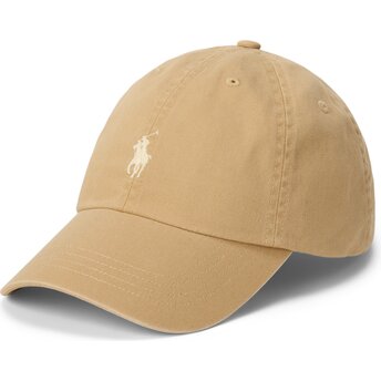 Polo Ralph Lauren Curved Brim Cotton Chino Classic Sport Beige Adjustable Cap with Beige Logo