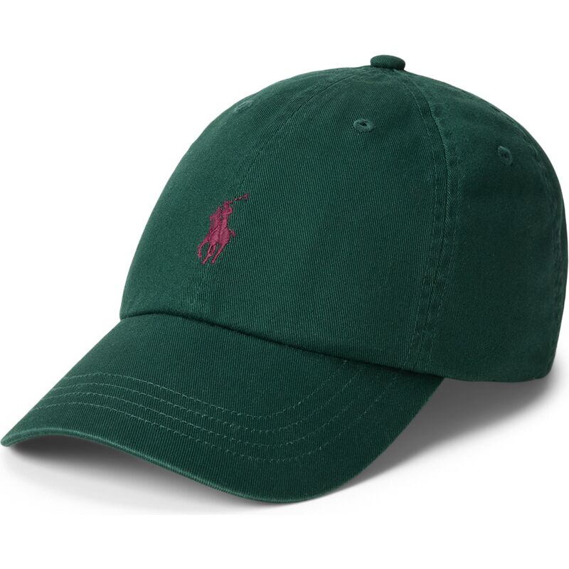 polo-ralph-lauren-curved-brim-maroon-logo-cotton-chino-classic-sport-dark-green-adjustable-cap