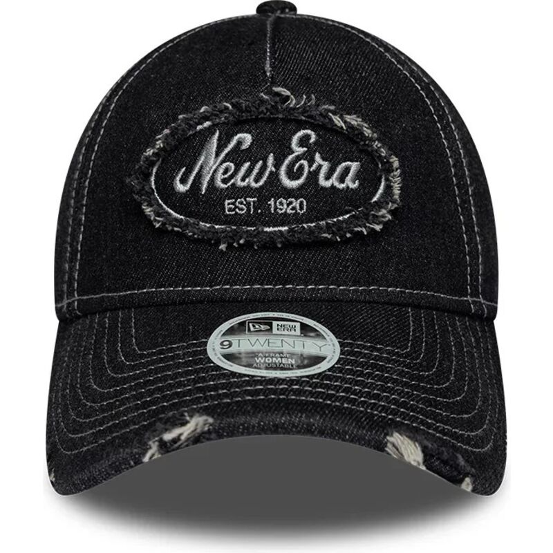 new-era-curved-brim-women-9twenty-a-frame-distress-black-adjustable-cap