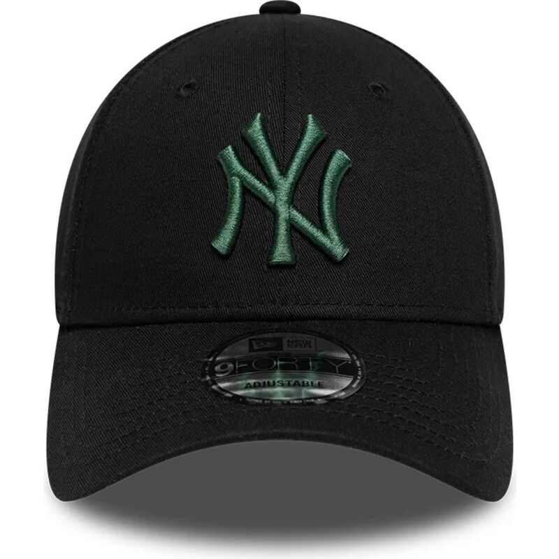 casquette-courbee-noire-ajustable-avec-logo-vert-fonce-9forty-league-essential-new-york-yankees-mlb-new-era
