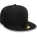 casquette-plate-noire-ajustee-avec-logo-noir-59fifty-league-essential-los-angeles-dodgers-mlb-new-era