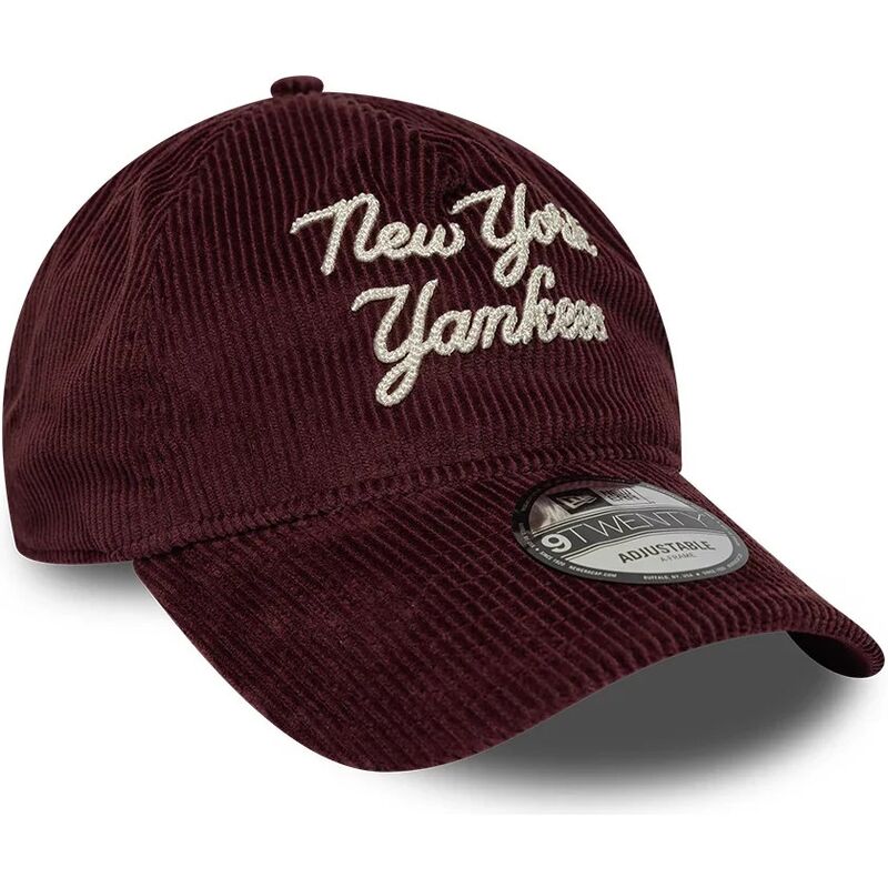 new-era-curved-brim-9twenty-a-frame-cord-script-new-york-yankees-mlb-maroon-adjustable-cap