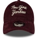 new-era-curved-brim-9twenty-a-frame-cord-script-new-york-yankees-mlb-maroon-adjustable-cap