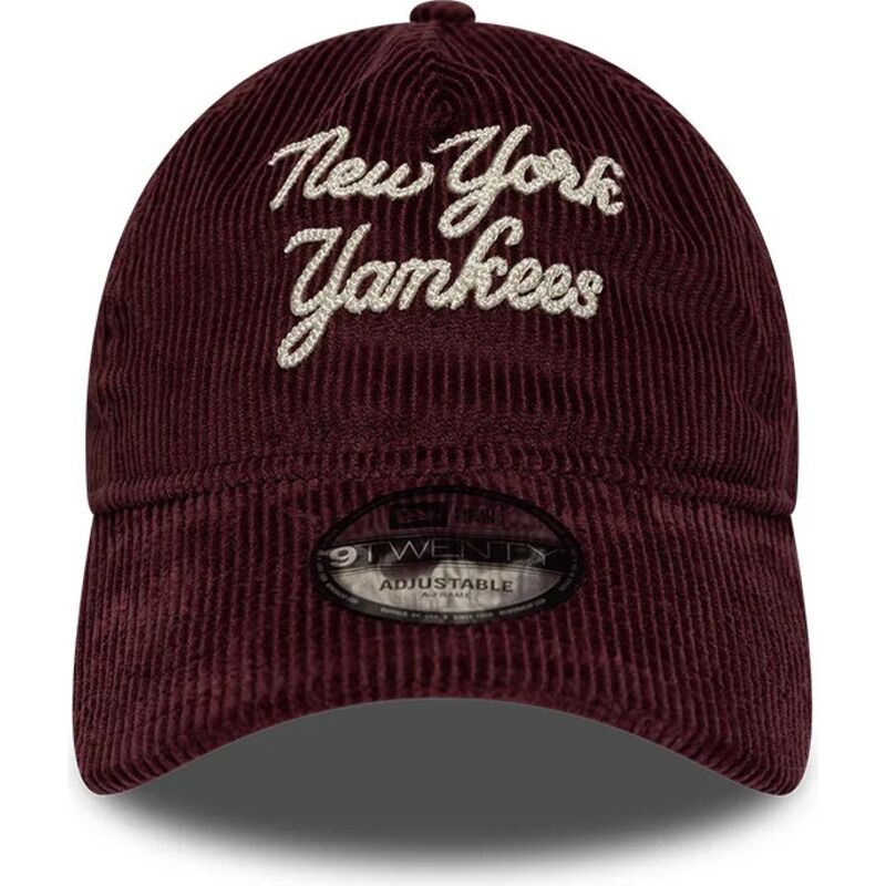 casquette-courbee-grenat-ajustable-9twenty-a-frame-cord-script-new-york-yankees-mlb-new-era