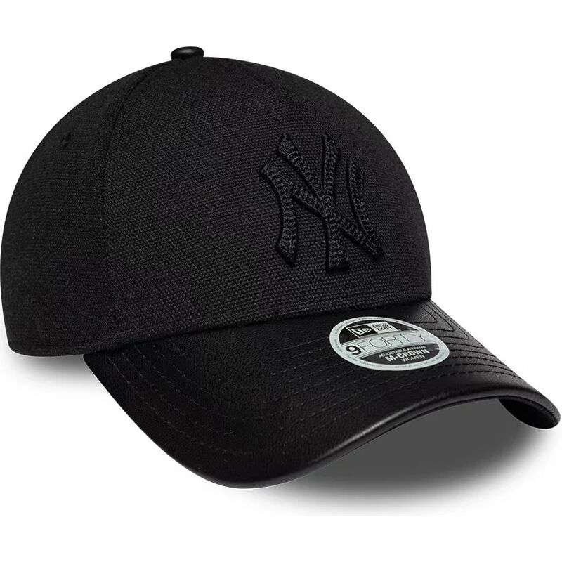 new-era-curved-brim-women-black-logo-9forty-m-crown-a-frame-fabric-mix-new-york-yankees-mlb-black-adjustable-cap