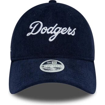 New Era Curved Brim Women 9TWENTY Cord Script Los Angeles Dodgers MLB Navy Blue Adjustable Cap