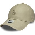 new-era-curved-brim-women-9twenty-washed-pu-los-angeles-dodgers-mlb-beige-adjustable-cap-with-beige-logo