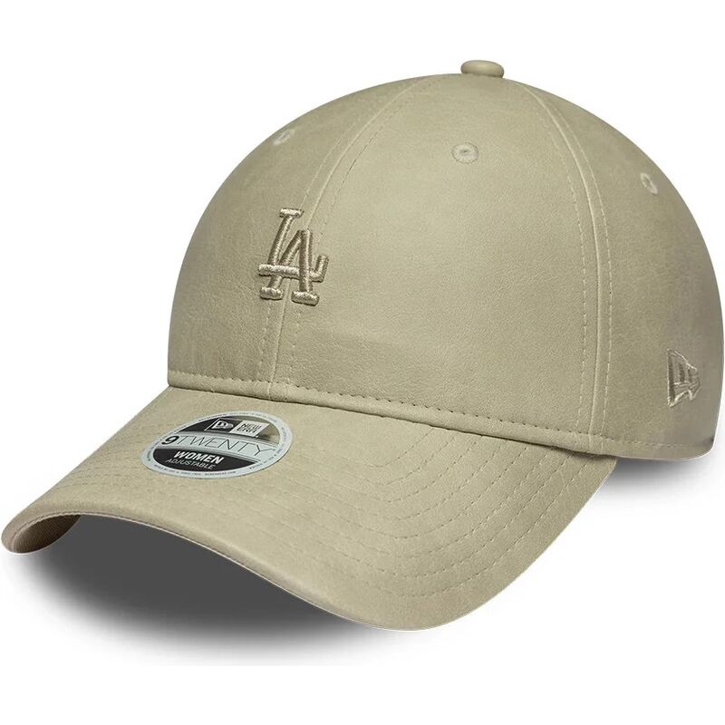 new-era-curved-brim-women-9twenty-washed-pu-los-angeles-dodgers-mlb-beige-adjustable-cap-with-beige-logo