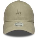 new-era-curved-brim-women-9twenty-washed-pu-los-angeles-dodgers-mlb-beige-adjustable-cap-with-beige-logo