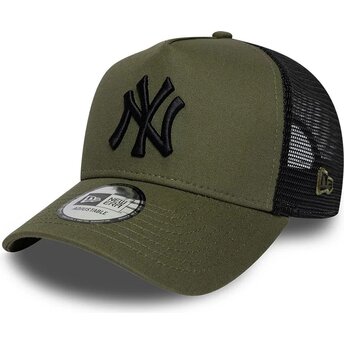 New Era Black Logo A Frame League Essential New York Yankees MLB Green and Black Trucker Hat