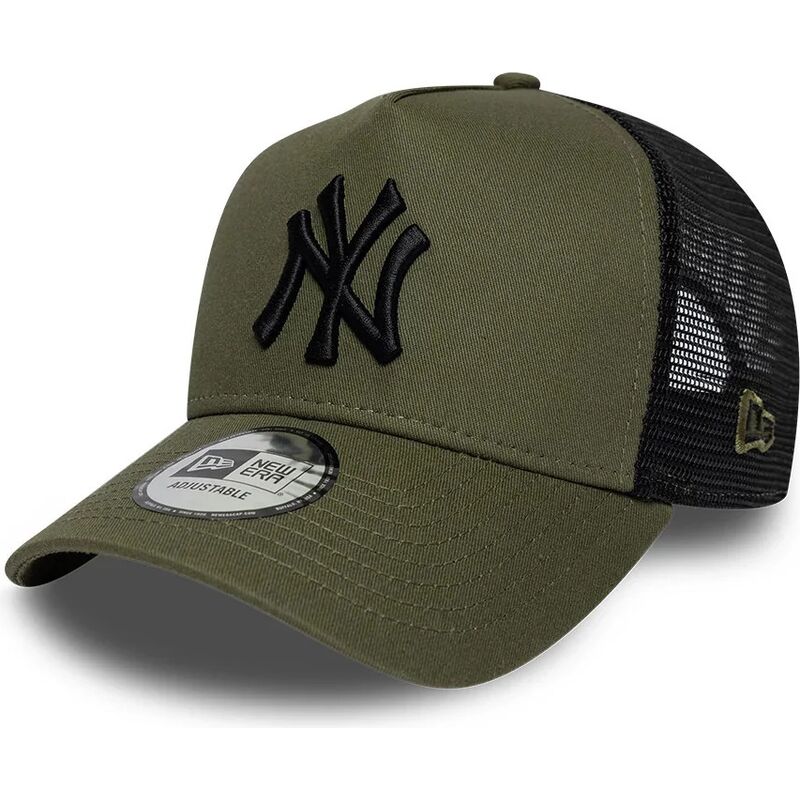 casquette-trucker-verte-et-noire-avec-logo-noir-a-frame-league-essential-new-york-yankees-mlb-new-era