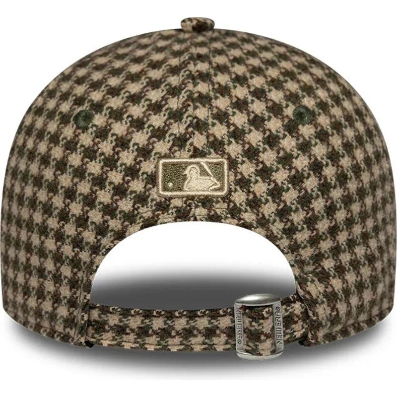 new-era-curved-brim-women-9forty-m-crown-houndstooth-los-angeles-dodgers-mlb-green-and-brown-adjustable-cap