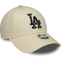 new-era-curved-brim-women-black-logo-9forty-infill-los-angeles-dodgers-mlb-beige-adjustable-cap