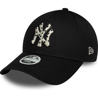 Casquette courbée noire ajustable pour femme avec logo beige 9FORTY Infill New York Yankees MLB New Era