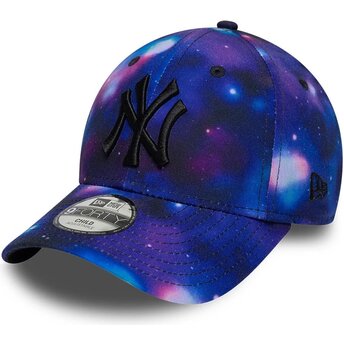 New Era Curved Brim Youth Black Logo 9FORTY All Over Print Space New York Yankees MLB Multicolor Snapback Cap