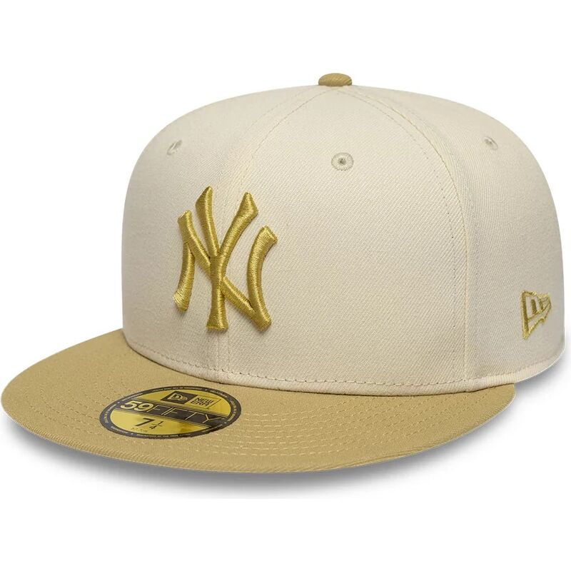 new-era-flat-brim-59fifty-league-essential-new-york-yankees-mlb-beige-and-brown-fitted-cap new-era-flat-brim-59fifty-league-essential-new-york-yankees-mlb-beige-and-brown-fitted-cap