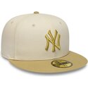 new-era-flat-brim-59fifty-league-essential-new-york-yankees-mlb-beige-and-brown-fitted-cap