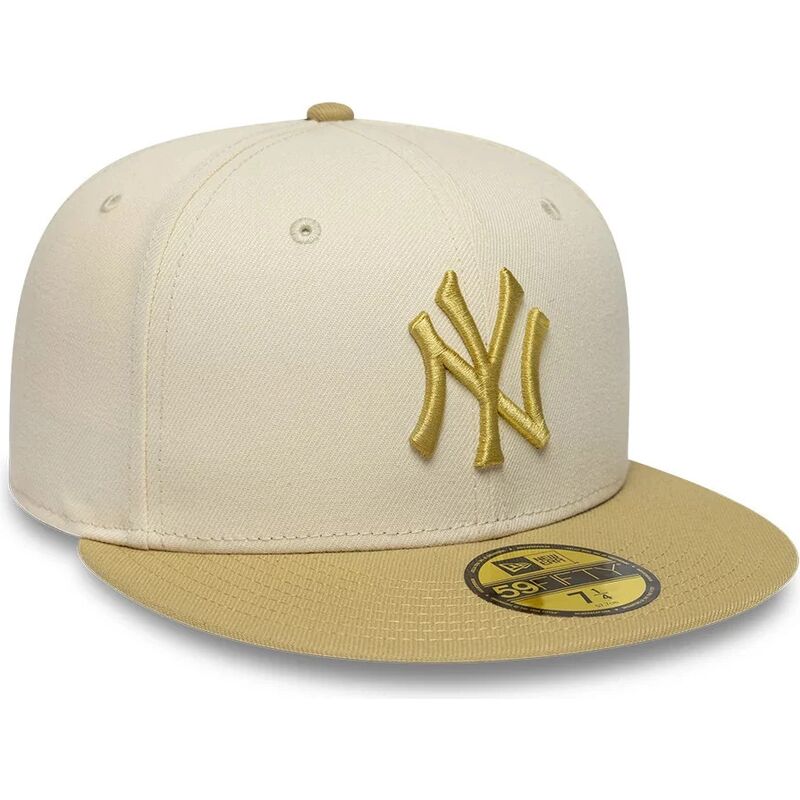 new-era-flat-brim-59fifty-league-essential-new-york-yankees-mlb-beige-and-brown-fitted-cap new-era-flat-brim-59fifty-league-essential-new-york-yankees-mlb-beige-and-brown-fitted-cap
