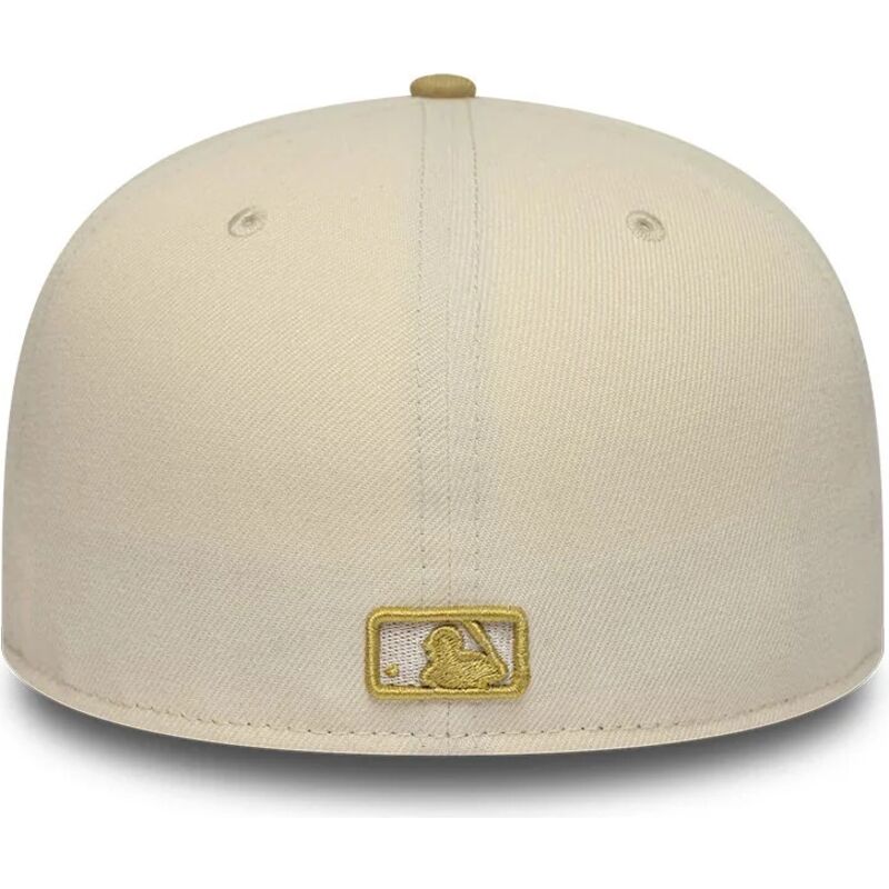 casquette-plate-beige-et-marron-ajustee-59fifty-league-essential-new-york-yankees-mlb-new-era