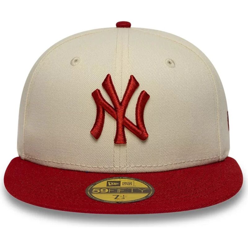 new-era-flat-brim-red-logo-59fifty-league-essential-new-york-yankees-mlb-beige-and-red-fitted-cap