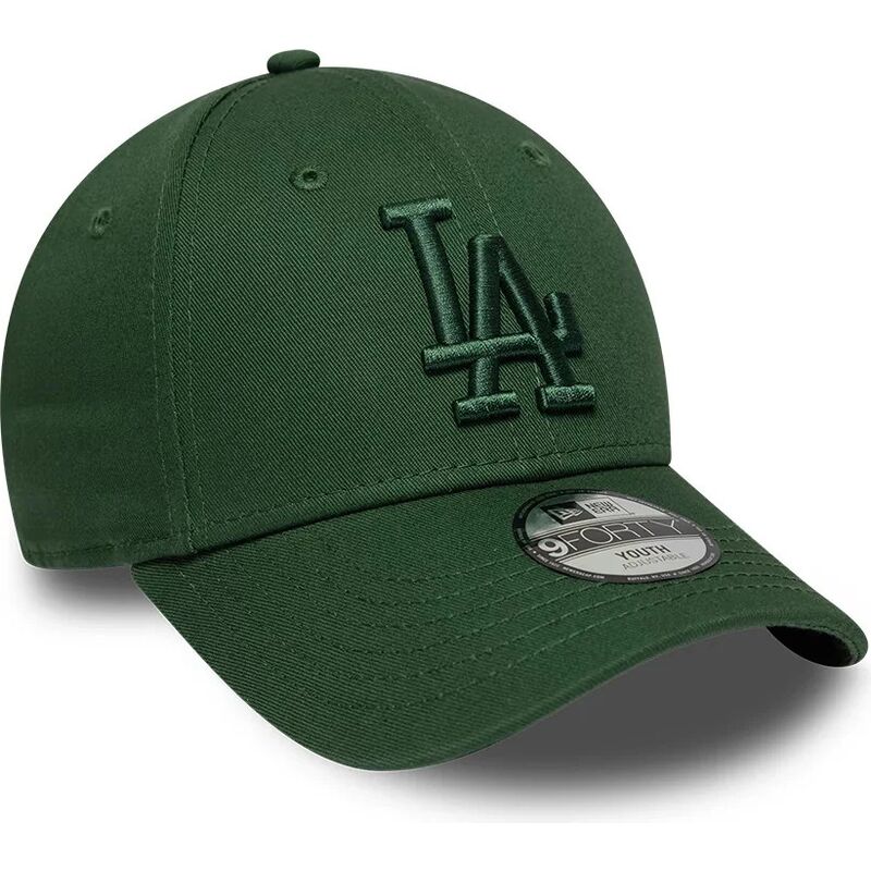 new-era-curved-brim-youth-green-logo-9forty-league-essential-los-angeles-dodgers-mlb-dark-green-adjustable-cap
