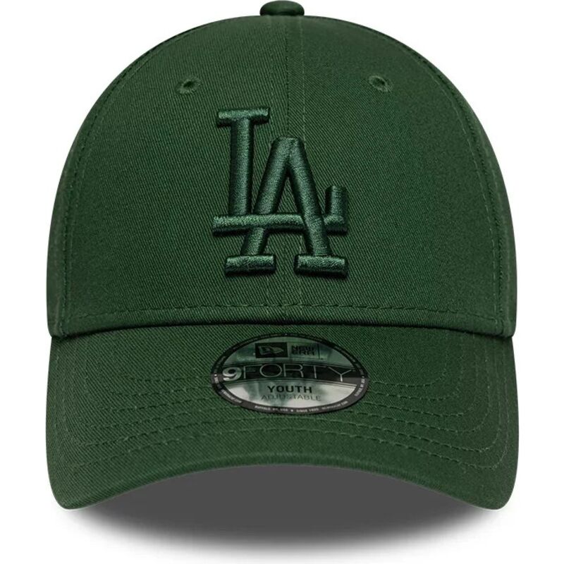 new-era-curved-brim-youth-green-logo-9forty-league-essential-los-angeles-dodgers-mlb-dark-green-adjustable-cap