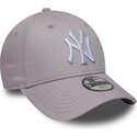 new-era-curved-brim-youth-9forty-league-essential-new-york-yankees-mlb-light-purple-adjustable-cap