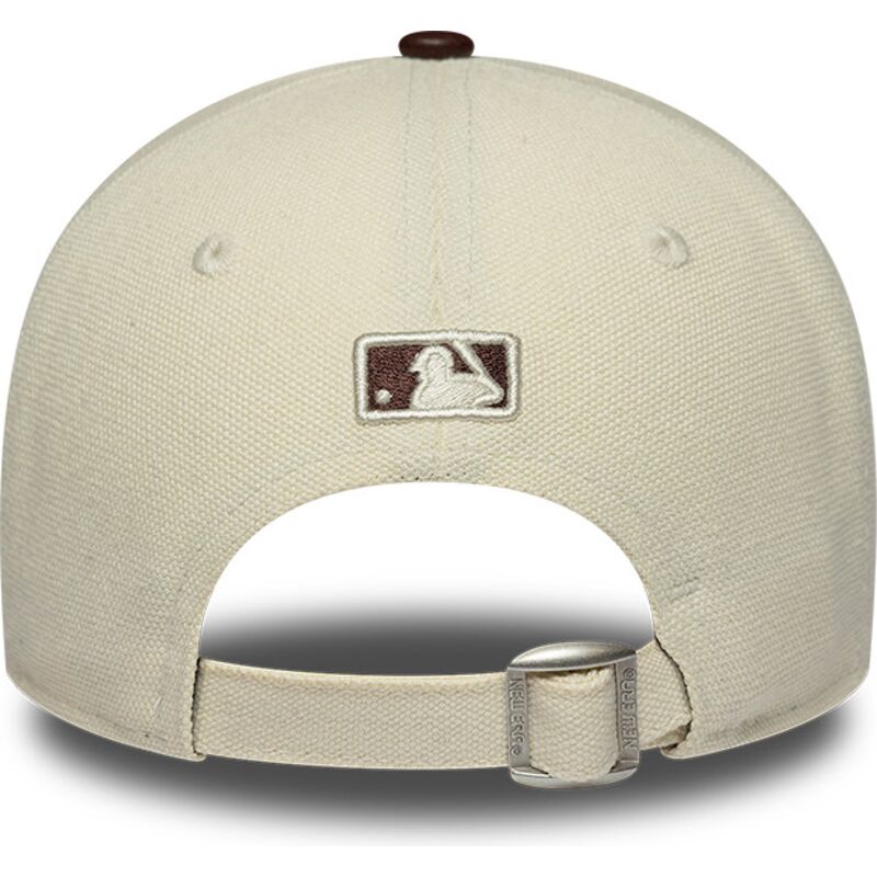 new-era-curved-brim-women-9forty-m-crown-fabric-mix-new-york-yankees-mlb-beige-and-brown-adjustable-cap