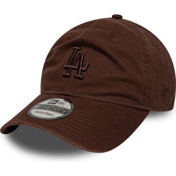 New Era Curved Brim Brown Logo 9TWENTY Washed Midi Logo Los Angeles Dodgers MLB Brown Adjustable Cap
