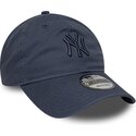 new-era-curved-brim-blue-logo-9twenty-washed-midi-logo-new-york-yankees-mlb-blue-adjustable-cap