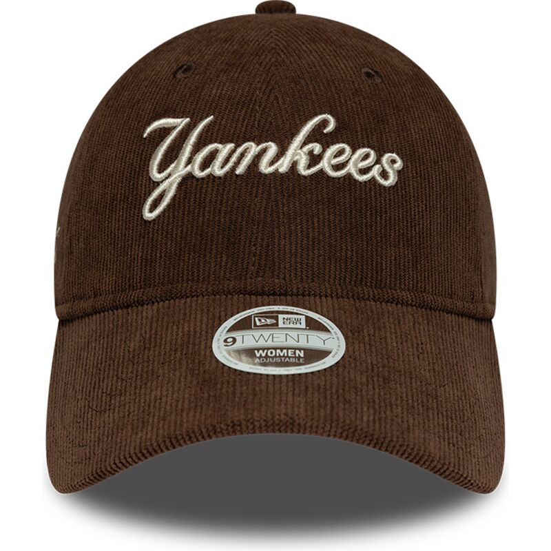 new-era-curved-brim-women-9twenty-cord-script-new-york-yankees-mlb-brown-adjustable-cap